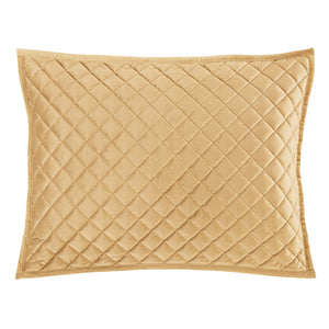 Hiend Accents Velvet Diamond Quilted Pillow Sham Set - Elevate Your Bedroom With Luxurious Comfort And Style Gold Face,Back And Fill, 100% Polyester Fb6300ps-ss-gd
