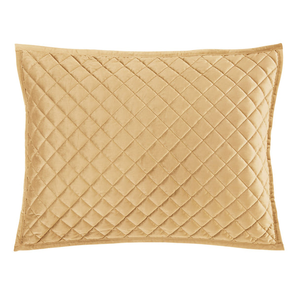 Hiend Accents Velvet Diamond Quilted Pillow Sham Set - Elevate Your Bedroom With Luxurious Comfort And Style Gold Face,Back And Fill, 100% Polyester Fb6300ps-ss-gd