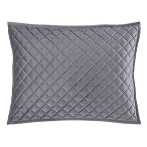 Hiend Accents Velvet Diamond Quilted Pillow Sham Set - Elevate Your Bedroom With Luxurious Comfort And Style Gray Face,Back And Fill, 100% Polyester Fb6300ps-ss-gr