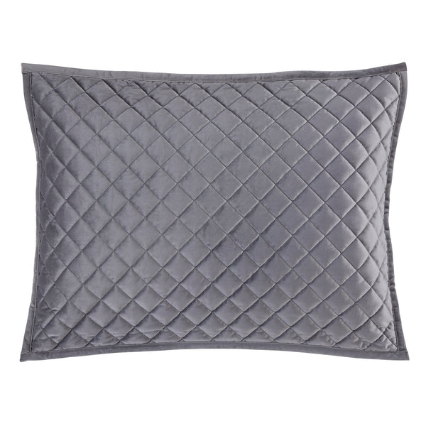 Hiend Accents Velvet Diamond Quilted Pillow Sham Set - Elevate Your Bedroom With Luxurious Comfort And Style Gray Face,Back And Fill, 100% Polyester Fb6300ps-ss-gr