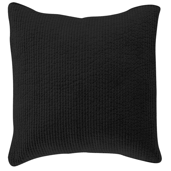 Hiend Accents Stonewashed Cotton Velvet Quilted Euro Sham – Luxurious Comfort & Modern Elegance For Your Bedroom Black Face And Back, 100% Cotton,Fill, 100% Polyester Fb6500es-os-bk