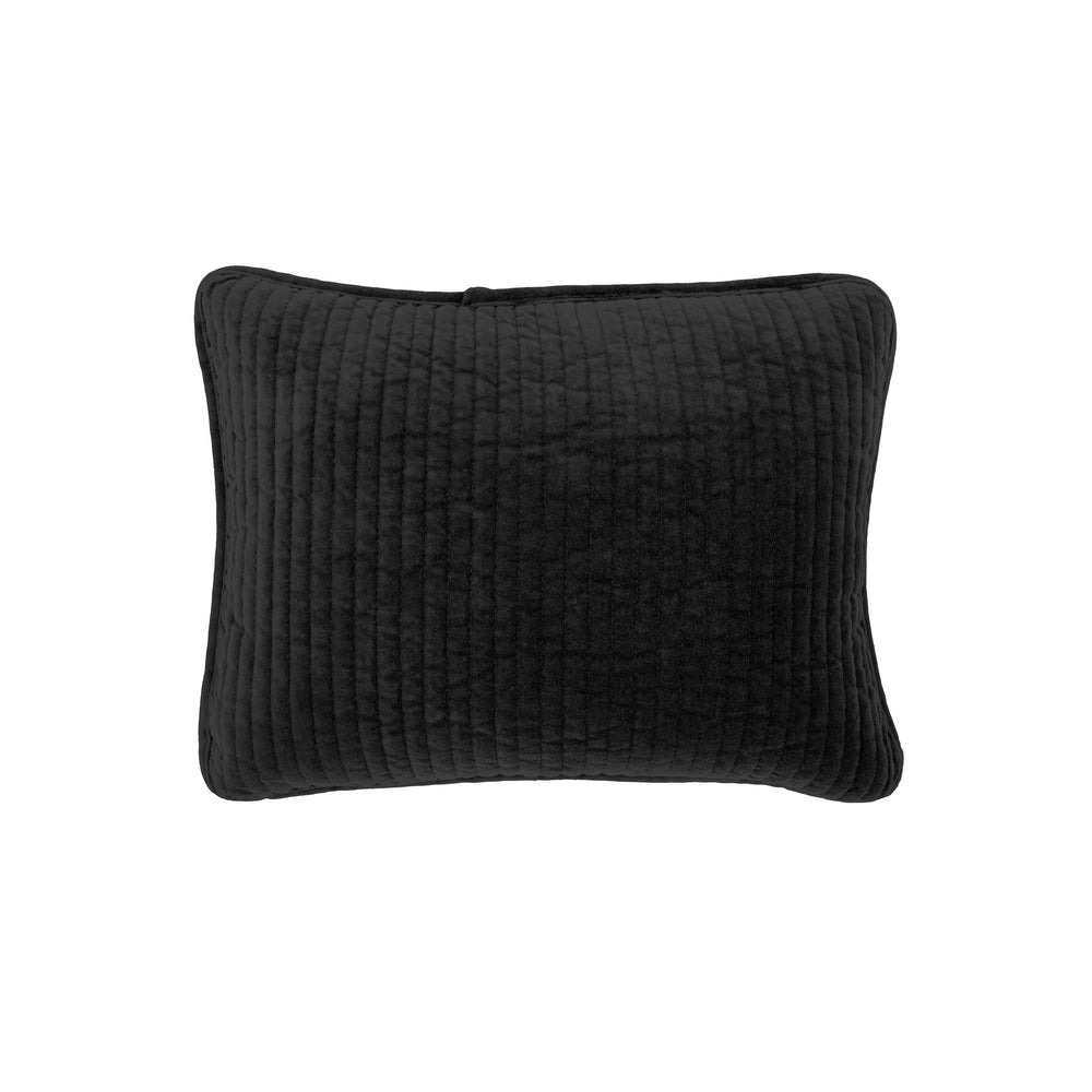 Hiend Accents Stonewashed Cotton Velvet Boudoir Pillow - Luxurious Softness, Stylish Channel Stitching & Timeless Elegance Black Shell, 100% Cotton,Insert, 95% Feather,5% Down Fb6500p1-os-bk