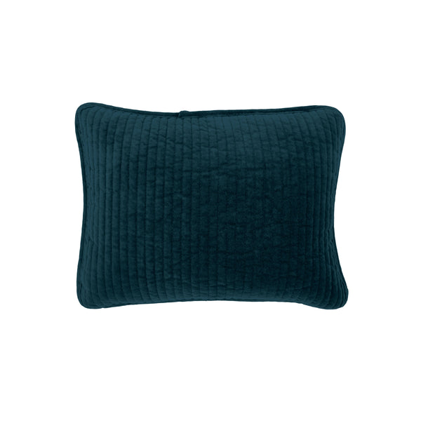 Hiend Accents Stonewashed Cotton Velvet Boudoir Pillow - Luxurious Softness, Stylish Channel Stitching & Timeless Elegance Deep Blue Shell, 100% Cotton,Insert, 95% Feather,5% Down Fb6500p1-os-db