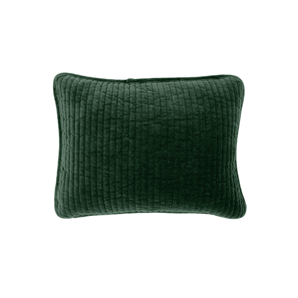 Hiend Accents Stonewashed Cotton Velvet Boudoir Pillow - Luxurious Softness, Stylish Channel Stitching & Timeless Elegance Emerald Shell, 100% Cotton,Insert, 95% Feather,5% Down Fb6500p1-os-em