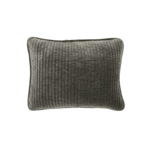 Hiend Accents Stonewashed Cotton Velvet Boudoir Pillow - Luxurious Softness, Stylish Channel Stitching & Timeless Elegance Gray Shell, 100% Cotton,Insert, 95% Feather,5% Down Fb6500p1-os-gy