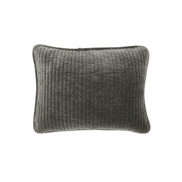Hiend Accents Stonewashed Cotton Velvet Boudoir Pillow - Luxurious Softness, Stylish Channel Stitching & Timeless Elegance Gray Shell, 100% Cotton,Insert, 95% Feather,5% Down Fb6500p1-os-gy