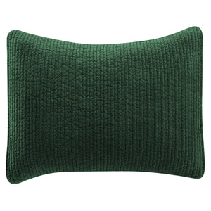 Hiend Accents Stonewashed Cotton Velvet Quilted Pillow Sham - Luxurious Softness & Elegant Channel Stitching Emerald Face And Back, 100% Cotton,Fill, 100% Polyester Fb6500ps-ks-em