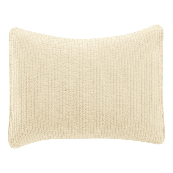 Hiend Accents Stonewashed Cotton Velvet Quilted Pillow Sham - Luxurious Softness & Elegant Channel Stitching Light Tan Face And Back, 100% Cotton,Fill, 100% Polyester Fb6500ps-ks-lt