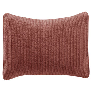 Hiend Accents Stonewashed Cotton Velvet Quilted Pillow Sham - Luxurious Softness & Elegant Channel Stitching Salmon Face And Back, 100% Cotton,Fill, 100% Polyester Fb6500ps-ks-sa