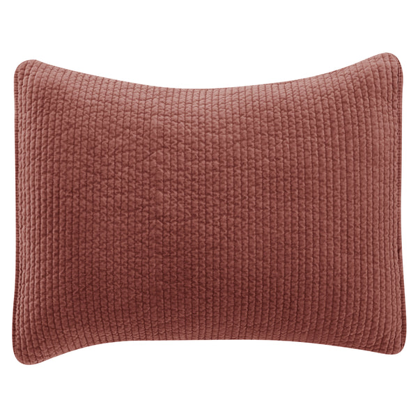Hiend Accents Stonewashed Cotton Velvet Quilted Pillow Sham - Luxurious Softness & Elegant Channel Stitching Salmon Face And Back, 100% Cotton,Fill, 100% Polyester Fb6500ps-ks-sa