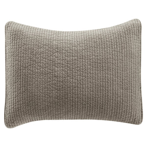 Hiend Accents Stonewashed Cotton Velvet Quilted Pillow Sham - Luxurious Softness & Elegant Channel Stitching Taupe Face And Back, 100% Cotton,Fill, 100% Polyester Fb6500ps-ks-tp
