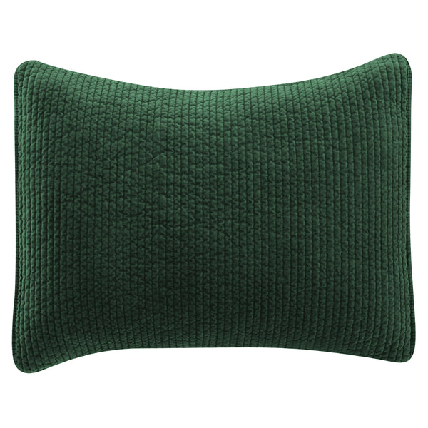 Hiend Accents Stonewashed Cotton Velvet Quilted Pillow Sham - Luxurious Softness & Elegant Channel Stitching Emerald Face And Back, 100% Cotton,Fill, 100% Polyester Fb6500ps-ss-em