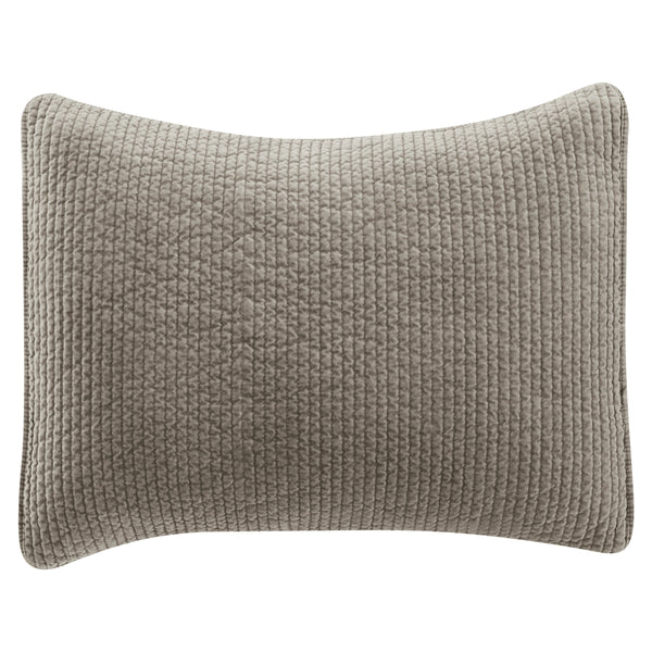 Hiend Accents Stonewashed Cotton Velvet Quilted Pillow Sham - Luxurious Softness & Elegant Channel Stitching Taupe Face And Back, 100% Cotton,Fill, 100% Polyester Fb6500ps-ss-tp
