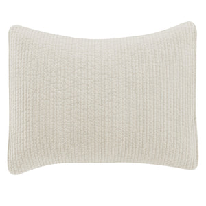 Hiend Accents Stonewashed Cotton Velvet Quilted Pillow Sham - Luxurious Softness & Elegant Channel Stitching Vintage White Face And Back, 100% Cotton,Fill, 100% Polyester Fb6500ps-ss-vw