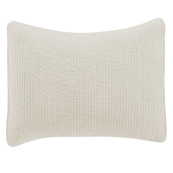 Hiend Accents Stonewashed Cotton Velvet Quilted Pillow Sham - Luxurious Softness & Elegant Channel Stitching Vintage White Face And Back, 100% Cotton,Fill, 100% Polyester Fb6500ps-ss-vw