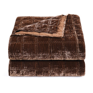 Hiend Accents Stella Faux Silk Double Box Stitch Quilt Set - Luxurious 3 Piece Bedding For Elegant Bedrooms Copper Brown Face And Back, 70% Rayon,30% Nylon,Fill, 100% Polyester Fb6600-qn-cb