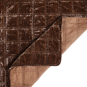 Hiend Accents Stella Faux Silk Double Box Stitch Quilt Set - Luxurious 3 Piece Bedding For Elegant Bedrooms Copper Brown Face And Back, 70% Rayon,30% Nylon,Fill, 100% Polyester Fb6600-qn-cb