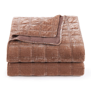 Hiend Accents Stella Faux Silk Double Box Stitch Quilt Set - Luxurious 3 Piece Bedding For Elegant Bedrooms Dusty Rose Face And Back, 70% Rayon,30% Nylon,Fill, 100% Polyester Fb6600-qn-dr