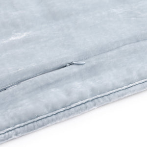 Hiend Accents Stella Faux Silk Double Box Stitch Quilt Set - Luxurious 3 Piece Bedding For Elegant Bedrooms Icy Blue Face And Back, 70% Rayon,30% Nylon,Fill, 100% Polyester Fb6600-qn-ib