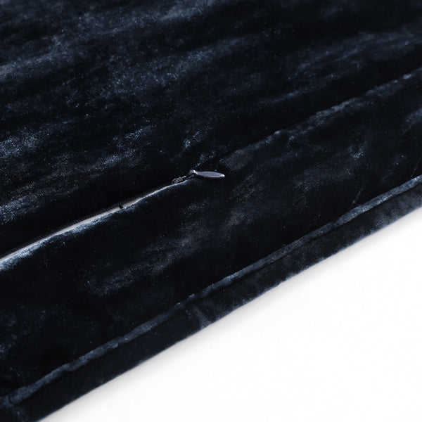 Hiend Accents Stella Faux Silk Double Box Stitch Quilt Set - Luxurious 3 Piece Bedding For Elegant Bedrooms Midnight Blue Face, 70% Rayon,30% Nylon,Back, 100% Cotton,Fill, 100% Polyester Fb6600-kg-mb