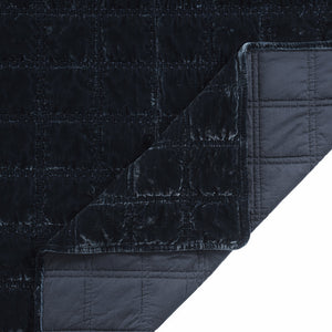 Hiend Accents Stella Faux Silk Double Box Stitch Quilt Set - Luxurious 3 Piece Bedding For Elegant Bedrooms Midnight Blue Face, 70% Rayon,30% Nylon,Back, 100% Cotton,Fill, 100% Polyester Fb6600-kg-mb