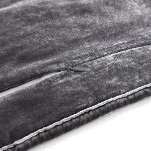 Hiend Accents Stella Faux Silk Double Box Stitch Quilt Set - Luxurious 3 Piece Bedding For Elegant Bedrooms Slate Face And Back, 70% Rayon,30% Nylon,Fill, 100% Polyester Fb6600-qn-sl