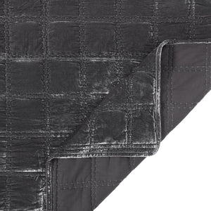 Hiend Accents Stella Faux Silk Double Box Stitch Quilt Set - Luxurious 3 Piece Bedding For Elegant Bedrooms Slate Face And Back, 70% Rayon,30% Nylon,Fill, 100% Polyester Fb6600-qn-sl