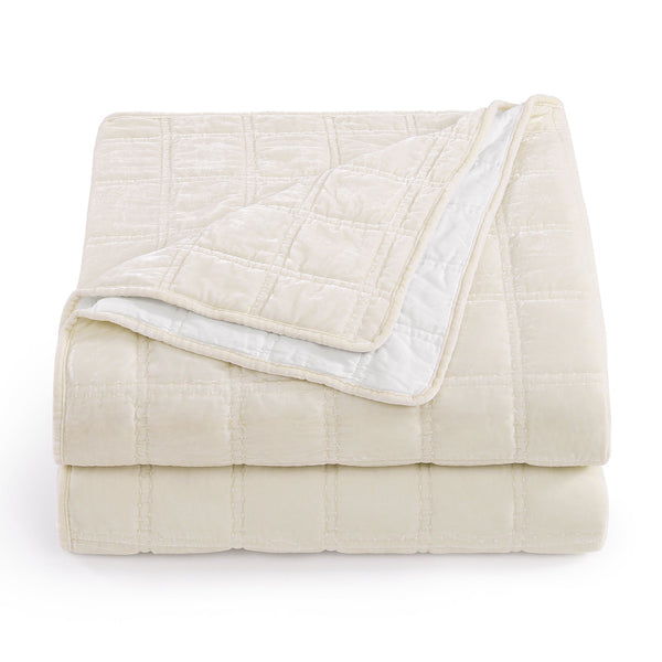 Hiend Accents Stella Faux Silk Double Box Stitch Quilt Set - Luxurious 3 Piece Bedding For Elegant Bedrooms Stone Face, 70% Rayon,30% Nylon,Back, 100% Cotton,Fill, 100% Polyester Fb6600-kg-st