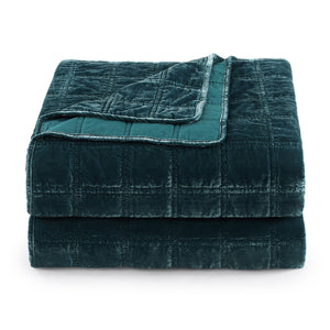 Hiend Accents Stella Faux Silk Double Box Stitch Quilt Set - Luxurious 3 Piece Bedding For Elegant Bedrooms Storm Blue Face, 70% Rayon,30% Nylon,Back, 100% Cotton,Fill, 100% Polyester Fb6600-kg-su