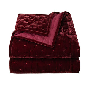 Hiend Accents Stella Faux Silk Velvet Quilt - Luxurious Elegance For Your Bedroom In Exquisite Colors And Comfort Garnet Red Face, 70% Rayon,30% Nylon,Lining, 100% Cotton Fb6700-kg-rd