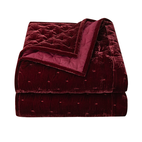 Hiend Accents Stella Faux Silk Velvet Quilt - Luxurious Elegance For Your Bedroom In Exquisite Colors And Comfort Garnet Red Face, 70% Rayon,30% Nylon,Lining, 100% Cotton Fb6700-kg-rd