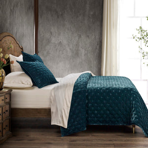 Hiend Accents Stella Faux Silk Velvet Quilt - Luxurious Elegance For Your Bedroom In Exquisite Colors And Comfort Storm Blue Face, 70% Rayon,30% Nylon,Lining, 100% Cotton Fb6700-qn-su