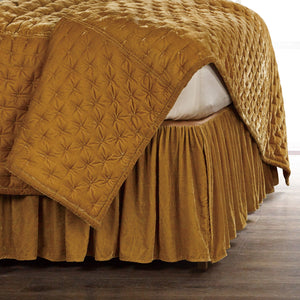 Hiend Accents Stella Faux Silk Velvet Bed Skirt - Luxurious Softness & Elegant Drape For Stunning Bedroom Décor Saffron 70% Rayon,30% Nylon Fb6800bs-qn-sf