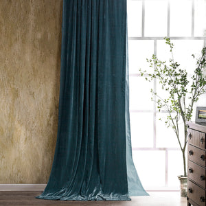 Hiend Accents Stella Faux Silk Velvet Curtain - Elegant Window Treatment For Timeless Home Décor And Style Storm Blue Face, 70% Rayon,30% Nylon,Lining, 100% Cotton Fb6800cu-os-su