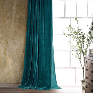 Hiend Accents Stella Faux Silk Velvet Curtain - Elegant Window Treatment For Timeless Home Décor And Style Teal Face, 70% Rayon,30% Nylon,Lining, 100% Cotton Fb6800cu-os-tl