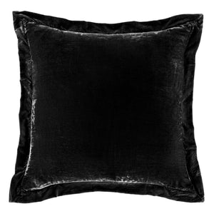 Hiend Accents Stella Faux Silk Velvet Euro Sham - Luxurious Flanged Design For Elegant Bedroom Decor Upgrade Black 70% Rayon,30% Nylon Fb6800e2-os-bk
