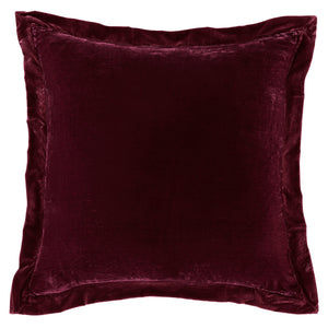 Hiend Accents Stella Faux Silk Velvet Euro Sham - Luxurious Flanged Design For Elegant Bedroom Decor Upgrade Garnet Red 70% Rayon,30% Nylon Fb6800e2-os-rd