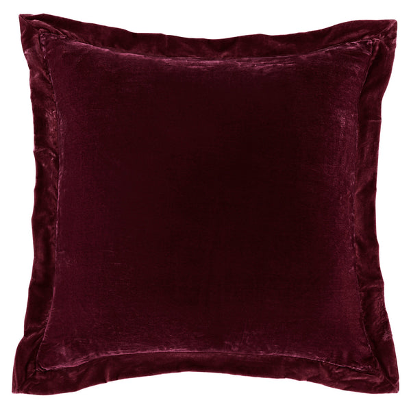 Hiend Accents Stella Faux Silk Velvet Euro Sham - Luxurious Flanged Design For Elegant Bedroom Decor Upgrade Garnet Red 70% Rayon,30% Nylon Fb6800e2-os-rd