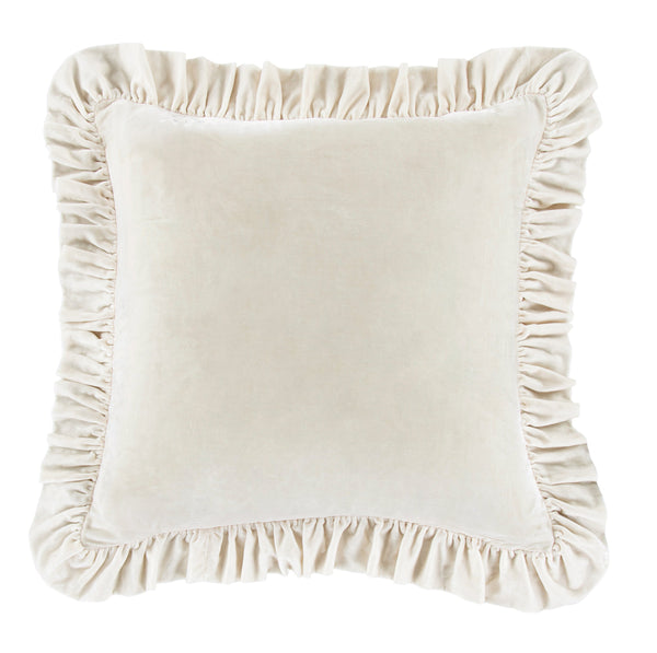 Hiend Accents Stella Faux Silk Velvet Ruffled Euro Sham - Luxurious Texture & Romantic Flair For Elegant Bedding Stone 70% Rayon,30% Nylon Fb6800es-os-st