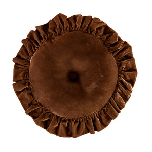 Hiend Accents Stella Faux Silk Velvet Ruffled Round Pillow - Luxurious Touch For Elegant Bedroom Decor & Style Copper Brown Shell, 70% Rayon,30% Nylon,Fill, 100% Polyester Fb6800p1-os-cb