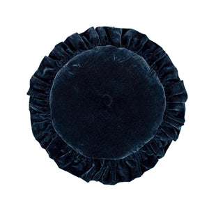 Hiend Accents Stella Faux Silk Velvet Ruffled Round Pillow - Luxurious Touch For Elegant Bedroom Decor & Style Midnight Blue Shell, 70% Rayon,30% Nylon,Fill, 100% Polyester Fb6800p1-os-mb