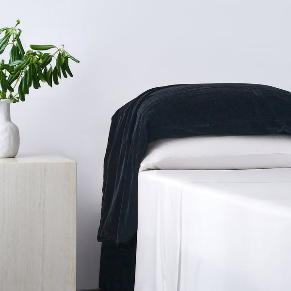 Hiend Accents Stella Faux Silk Velvet Waterfall Pillowcase Set - Elevate Your Bedroom With Luxury And Style Black 70% Rayon,30% Nylon Fb6900ps-os-bk