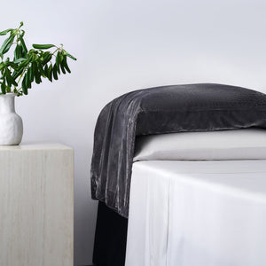 Hiend Accents Stella Faux Silk Velvet Waterfall Pillowcase Set - Elevate Your Bedroom With Luxury And Style Slate 70% Rayon,30% Nylon Fb6900ps-os-sl