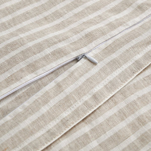 Hiend Accents 100% French Flax Linen Railroad Stripe Duvet Cover Set - Elevate Your Bedroom With Timeless Elegance Natural 100% Linen Fb7120ds-sk-nt