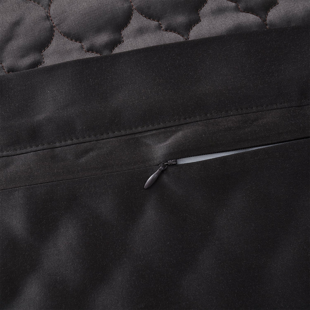 Hiend Accents High Shine Satin Quatrefoil Quilt Pillow Sham Set - Luxurious Elegance For Your Bedroom Decor Espresso Face, 52% Viscose,48% Polyester,Back, 100% Polyester,Fill, 100% Polyester Fb7135ps-ks-ep