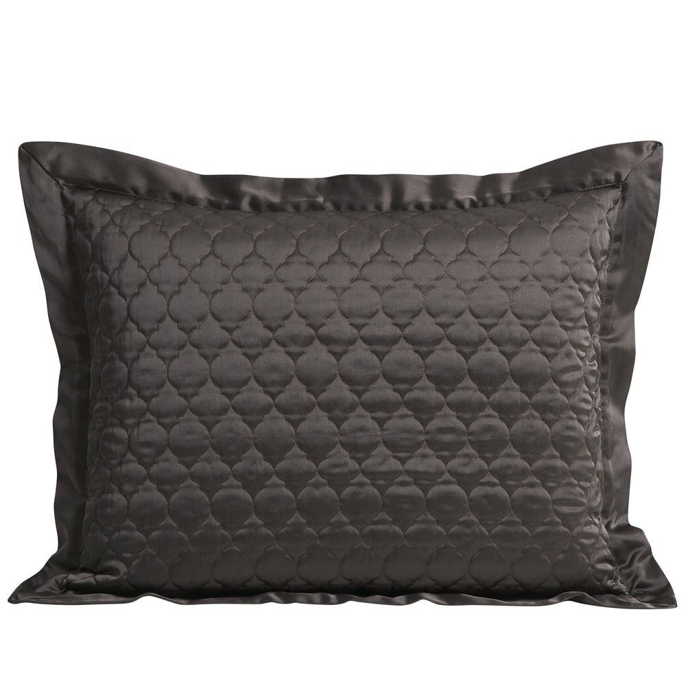 Hiend Accents High Shine Satin Quatrefoil Quilt Pillow Sham Set - Luxurious Elegance For Your Bedroom Decor Espresso Face, 52% Viscose,48% Polyester,Back, 100% Polyester,Fill, 100% Polyester Fb7135ps-ks-ep