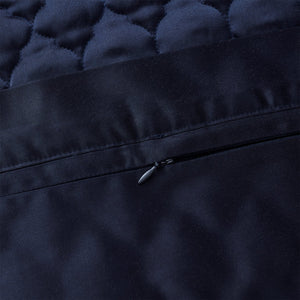 Hiend Accents High Shine Satin Quatrefoil Quilt Pillow Sham Set - Luxurious Elegance For Your Bedroom Decor Navy Face, 52% Viscose,48% Polyester,Back, 100% Polyester,Fill, 100% Polyester Fb7135ps-ks-na