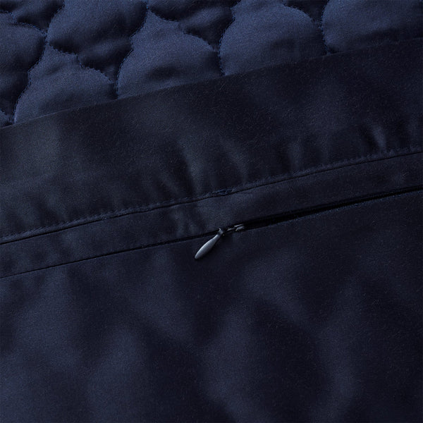 Hiend Accents High Shine Satin Quatrefoil Quilt Pillow Sham Set - Luxurious Elegance For Your Bedroom Decor Navy Face, 52% Viscose,48% Polyester,Back, 100% Polyester,Fill, 100% Polyester Fb7135ps-ks-na