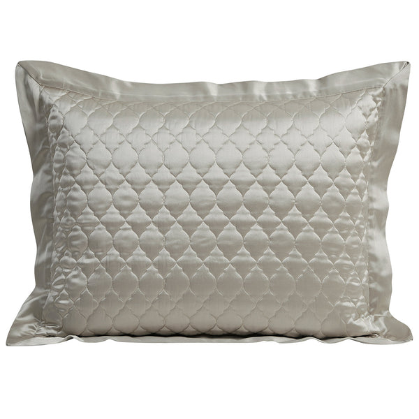 Hiend Accents High Shine Satin Quatrefoil Quilt Pillow Sham Set - Luxurious Elegance For Your Bedroom Decor Champagne Face, 52% Viscose,48% Polyester,Back, 100% Polyester,Fill, 100% Polyester Fb7135ps-ss-cn