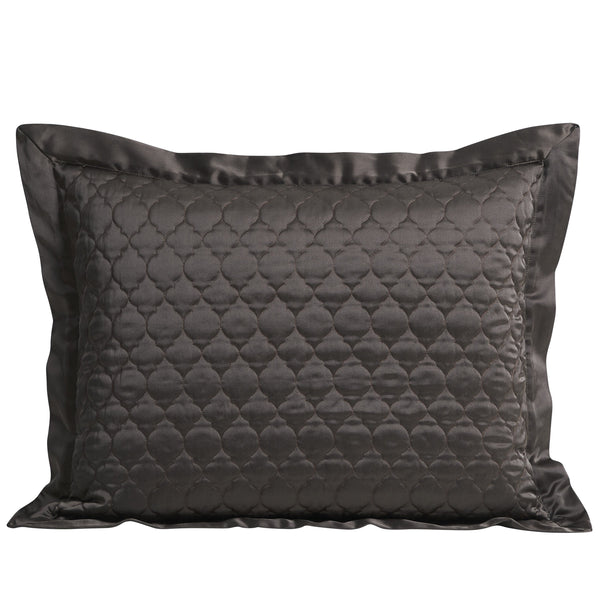 Hiend Accents High Shine Satin Quatrefoil Quilt Pillow Sham Set - Luxurious Elegance For Your Bedroom Decor Espresso Face, 52% Viscose,48% Polyester,Back, 100% Polyester,Fill, 100% Polyester Fb7135ps-ss-ep